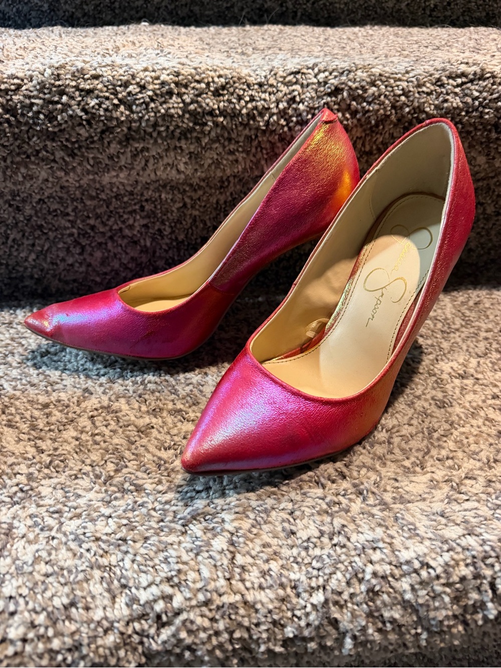 Jessica Simpson Metallic Fuchsia Pointed-Toe Pumps